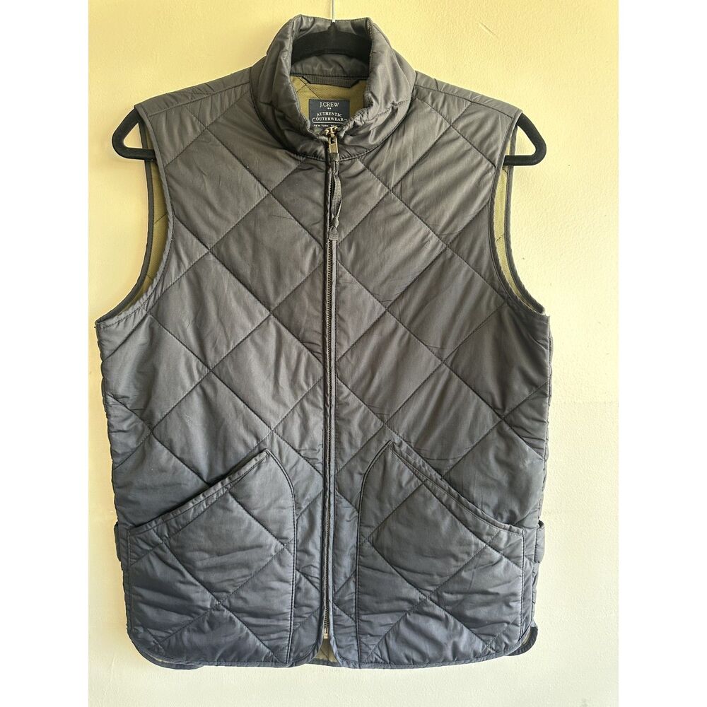 J.Crew Authentic Outerwear Quilted Vest Women’s XS Gray Diamond Full Zip
